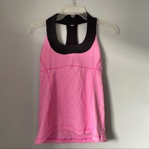 Lululemon Pink & Black Scoop Neck Tank